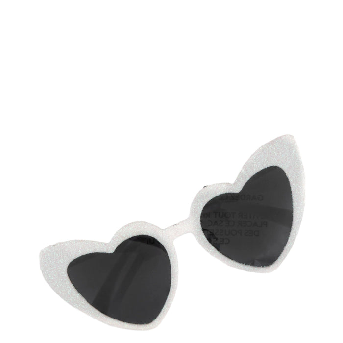 White Glitter Heart Shaped Novelty Glasses