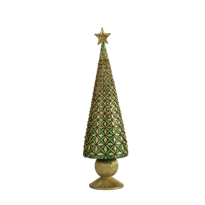 13" Green Diamond Burst Cone Tree