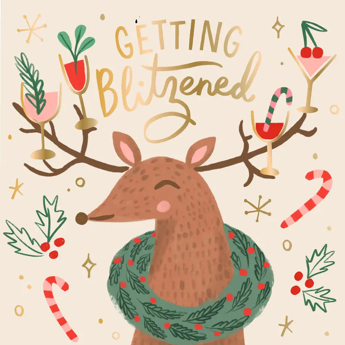 Getting Blitzened Funny Christmas Beverage Napkins