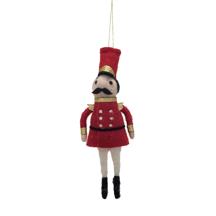 Handmade Wool Felt Soldier Ornament w/ Glitter