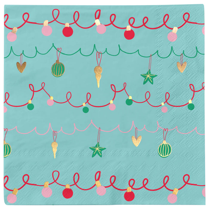 Deck The Halls Foil Lunch Napkins