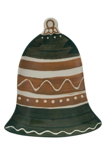 Hand-Painted Stoneware Bell Shaped Plate w/ Wax Relief