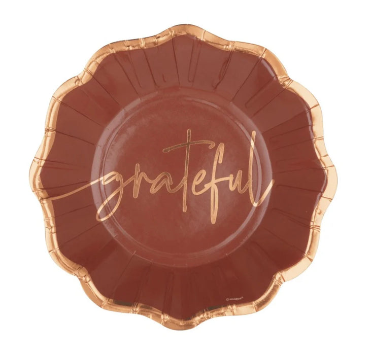 Elegant Thanksgiving ''Grateful' Dessert Plates