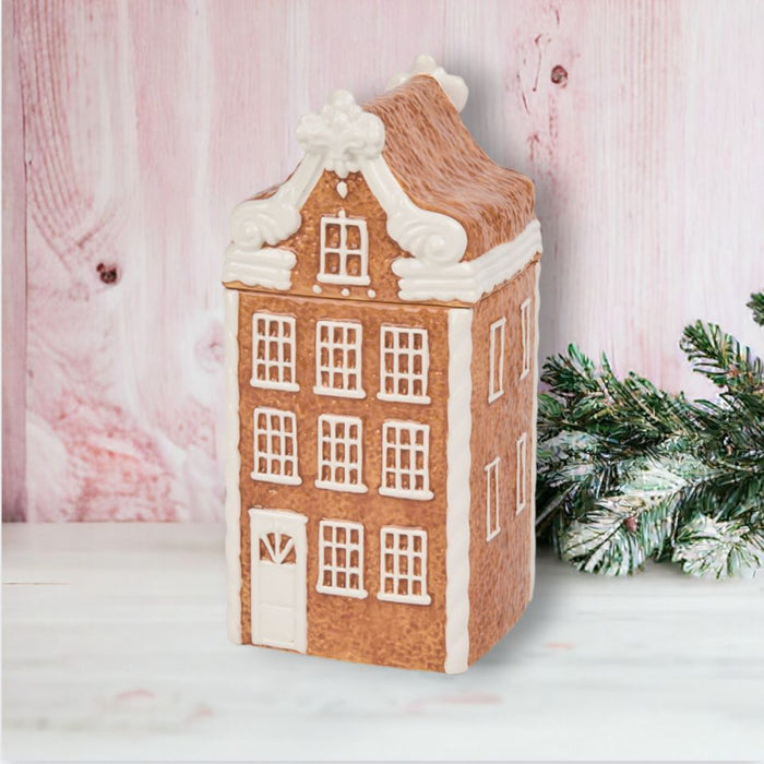 Gingerbread Townhouse Container with Lid