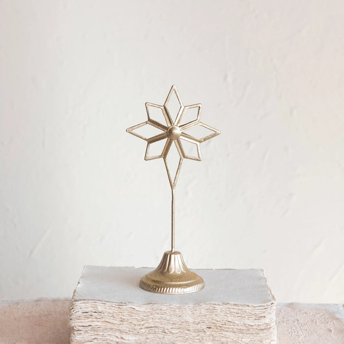 Metal Star on Stand, Gold Finish