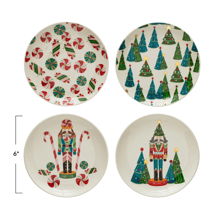 Round Stoneware Plate w/ Holiday Pattern/Image