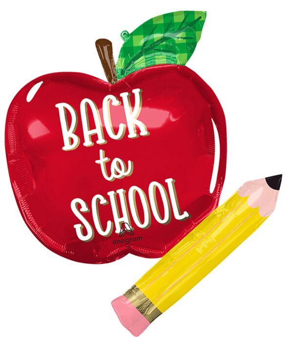 Back to School Apple and Pencil Foil Balloon