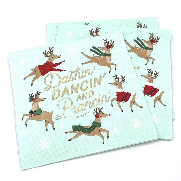 Prancin Gold Foil Christmas Beverage Napkins