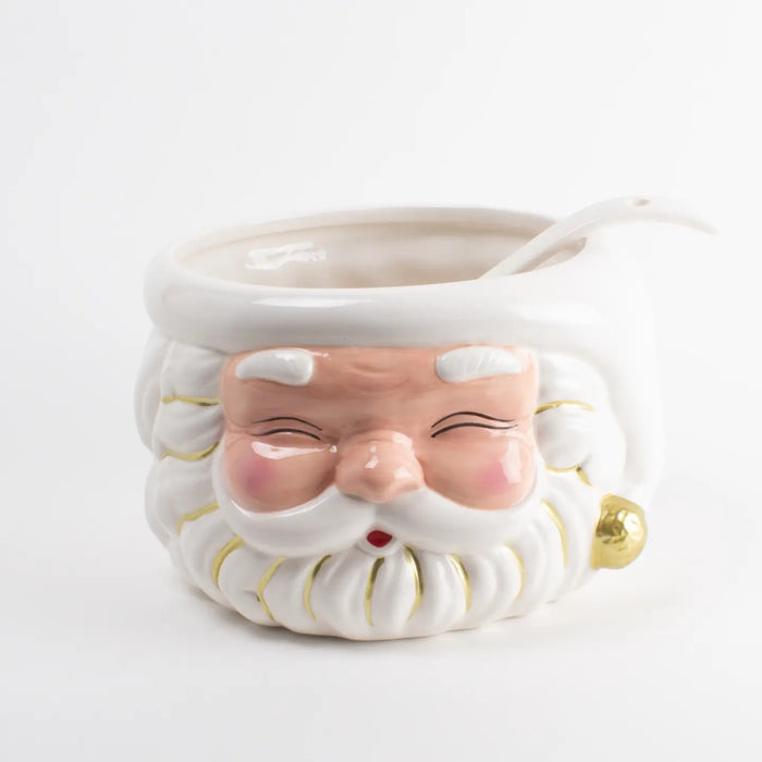 White Santa Ceramic Punch Bowl & Ladle