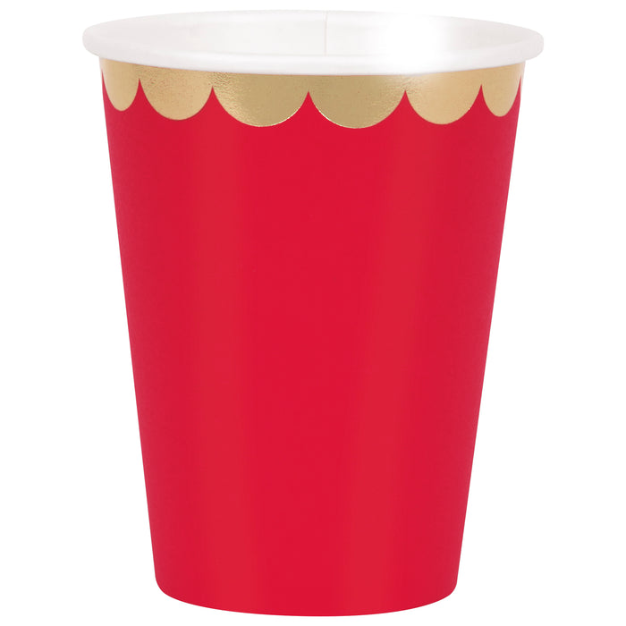 Red Gold Scallop Edge Paper Cups