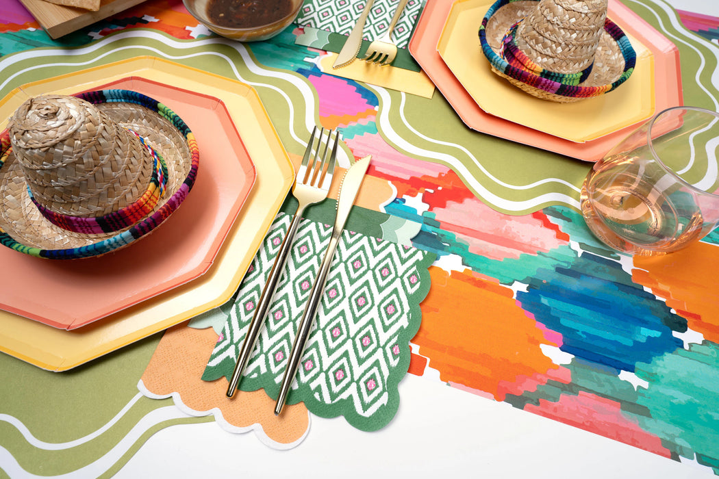 Green Wavy Scallop Paper Placemats