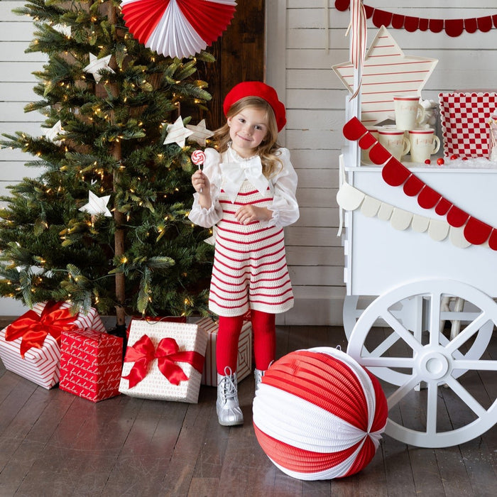 Red & White Paper Lanterns- Set of 3