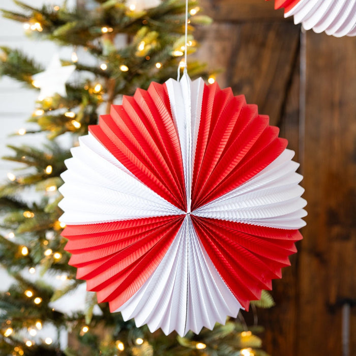 Red & White Paper Lanterns- Set of 3