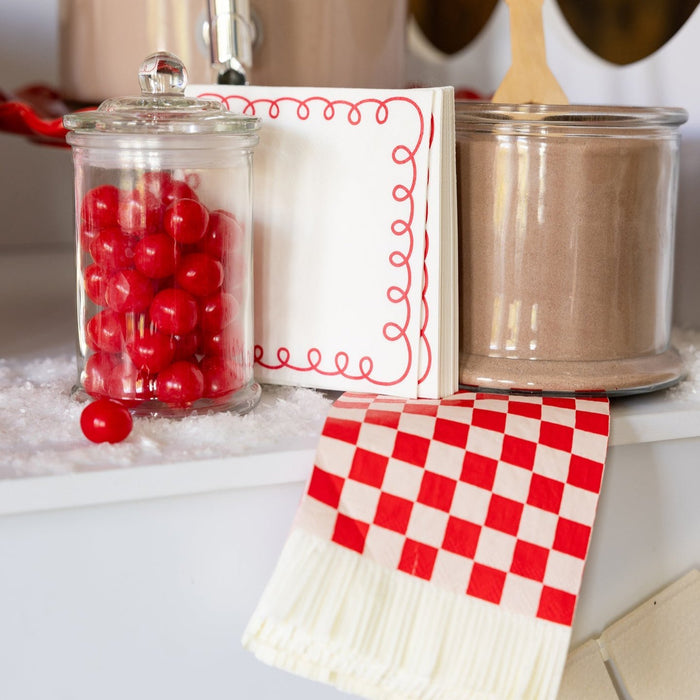 Pink & Red Checkered Guest Towels