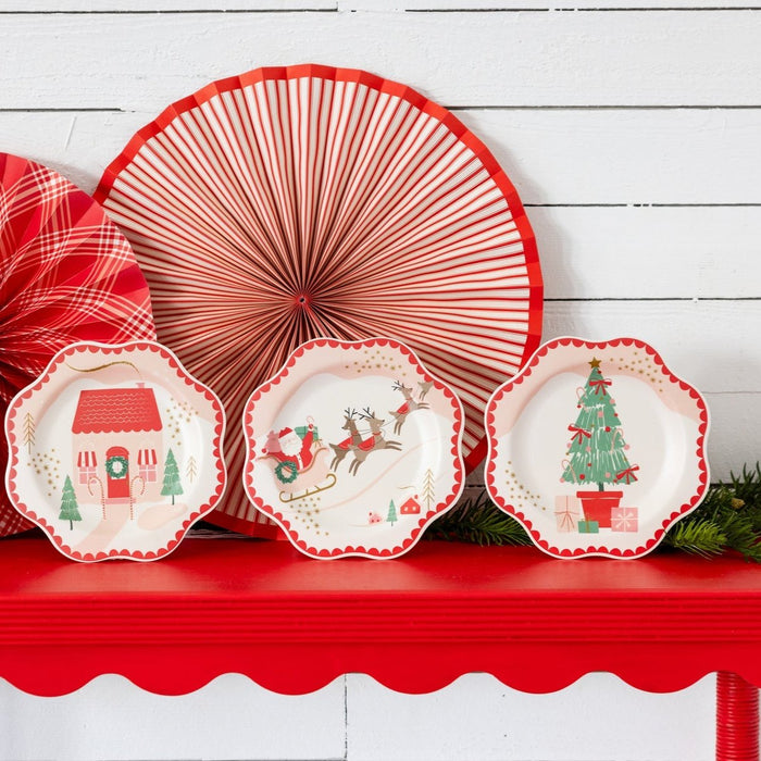 Santa Scene Bamboo Melamine Plates Set