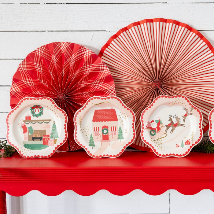 Santa Scene Bamboo Melamine Plates Set