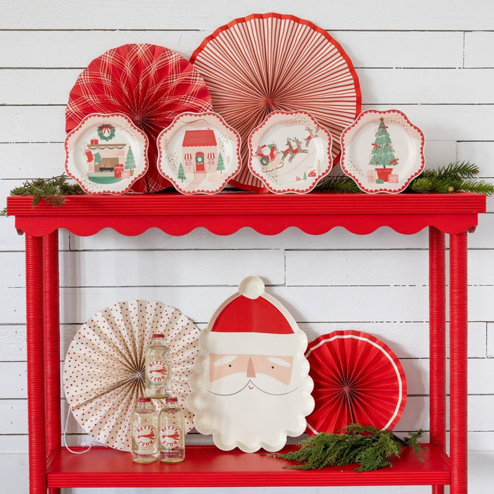 Santa Scene Bamboo Melamine Plates Set