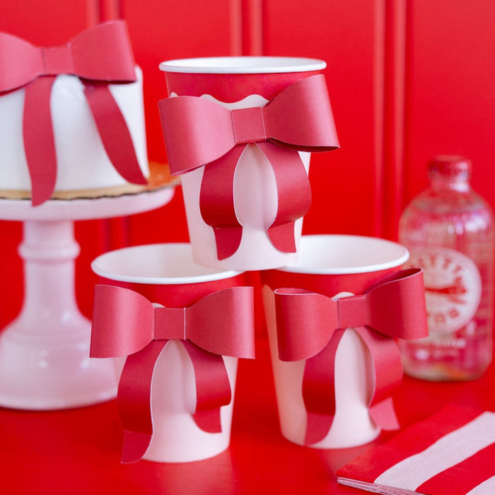 Pink & Red Bow Paper Cups