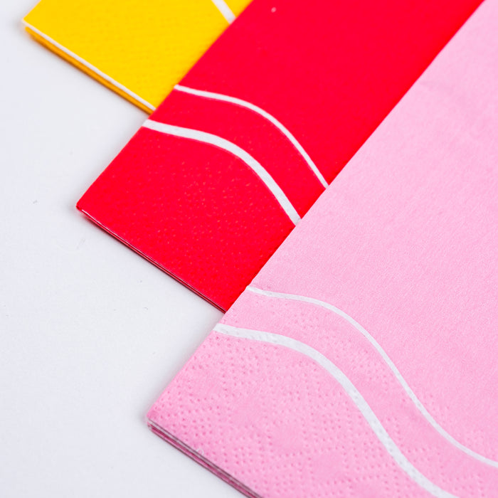 Red Color Block Guest Towels