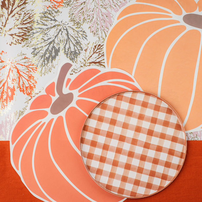 Brown Gingham Dinner Paper Plates