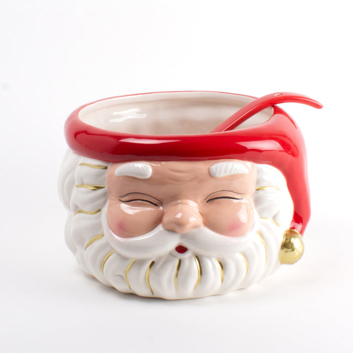 Red Santa Ceramic Punch Bowl & Ladle