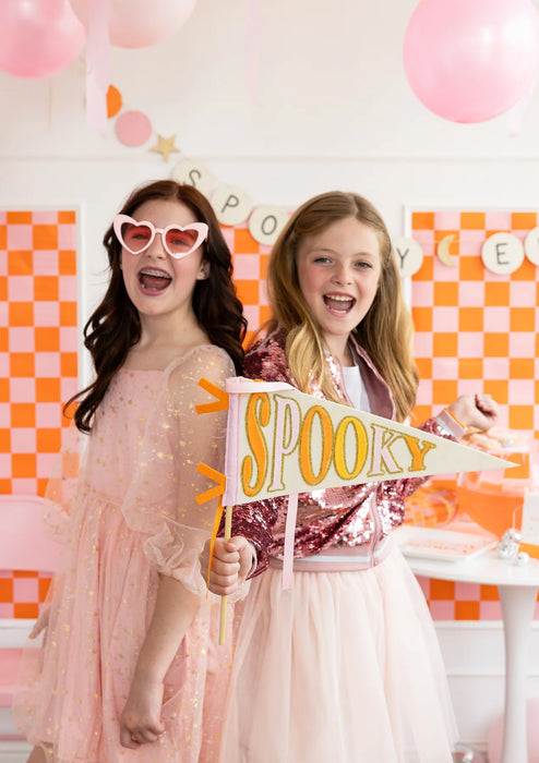 Spooky Pink & Orange Felt Pennant