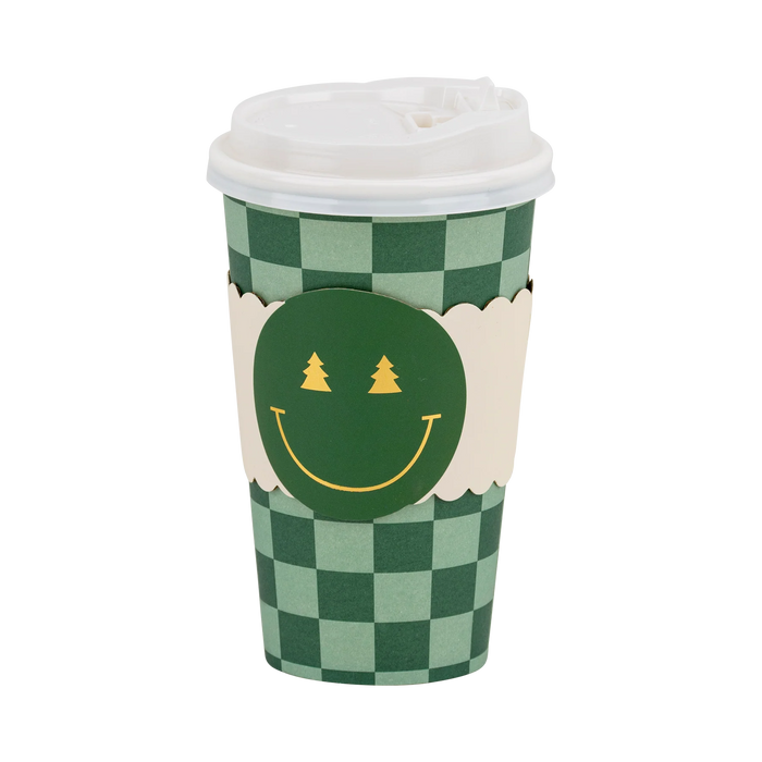 Checker Smiley Face To Go Cup