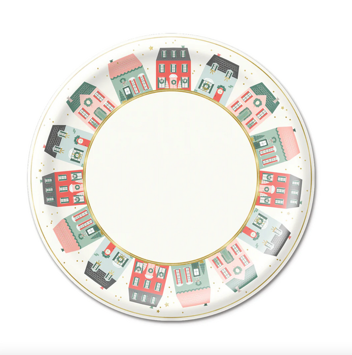 Village Christmas Round Plates