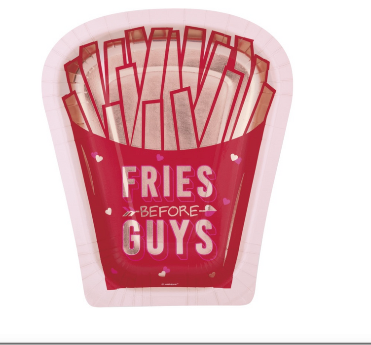 Lovely Galentine "Fries Before Guys" Fry Container Shaped
