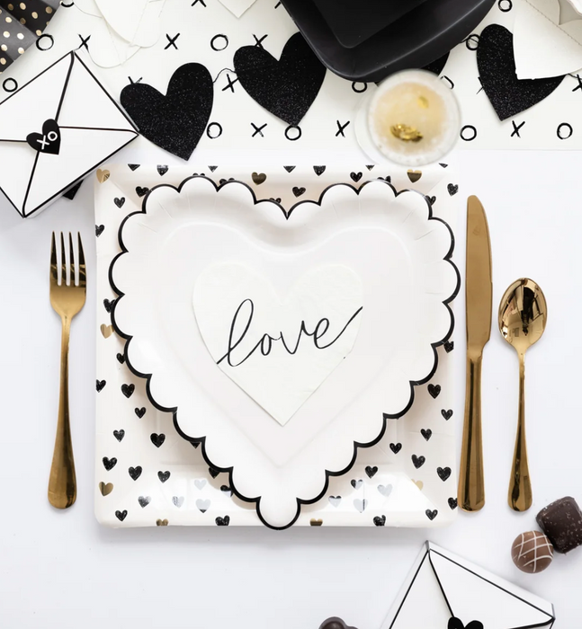 Square Heart Paper Plate