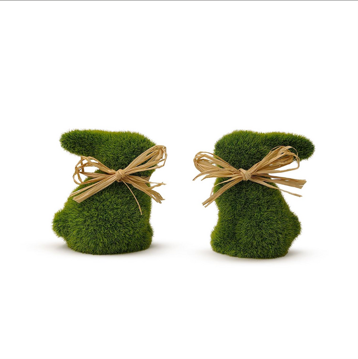 Mossy Bunny with Raffia Ribbon