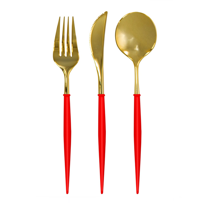 Gold/Red Bella Cutlery Set