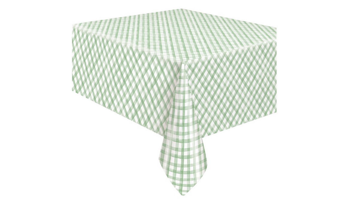 Green Gingham Vinyl Table Cover