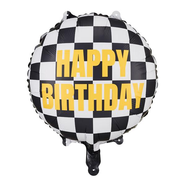 Checkered Flag Happy Birthday Foil Balloon