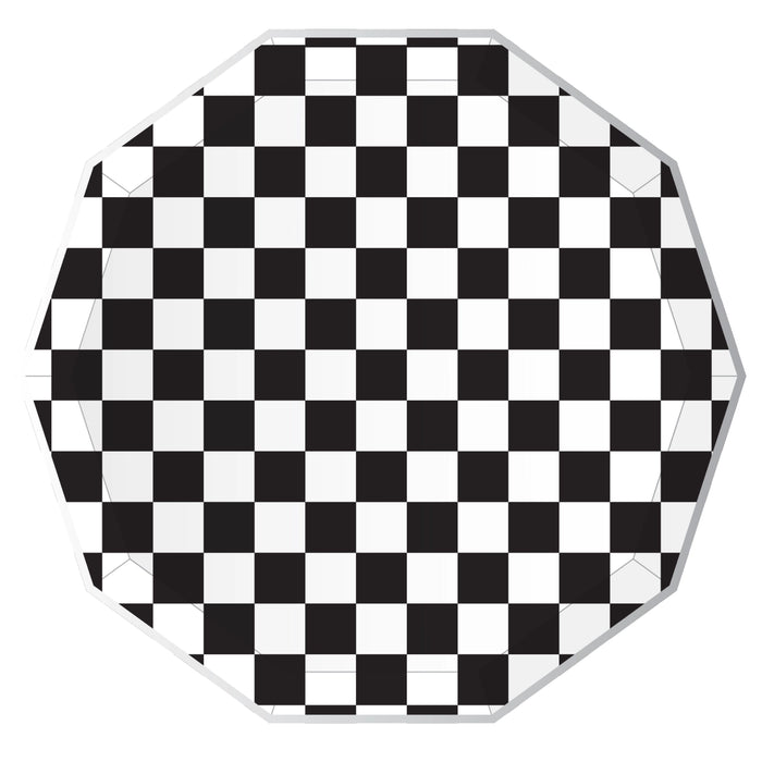 Black and White Signature Checker Dinner Plates