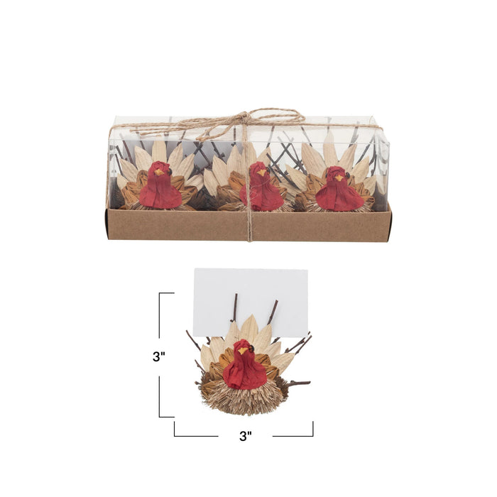 Dried Natural Corn Husk Turkey Place Card Holder