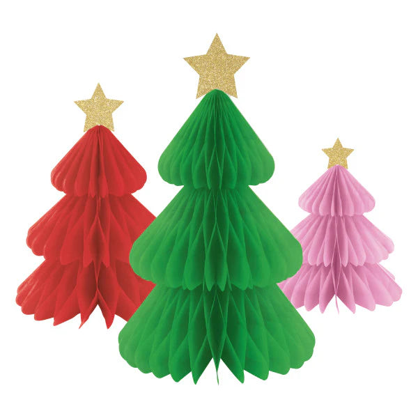 Honeycomb Tree Decorations with Die cut Glittter Stars