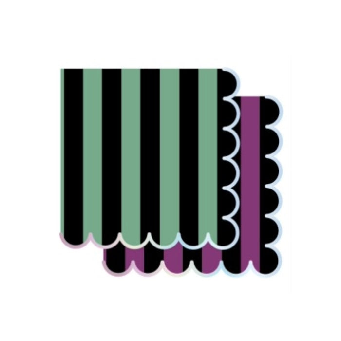 Green & Purple Striped Cocktail Napkins