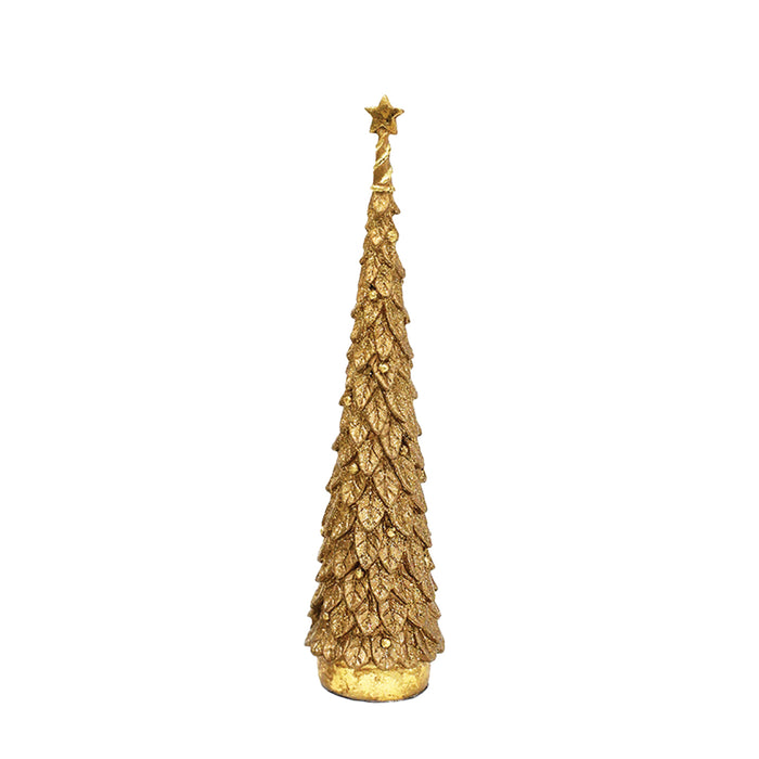 8.5" Gold Holly Slim Tree w/Star