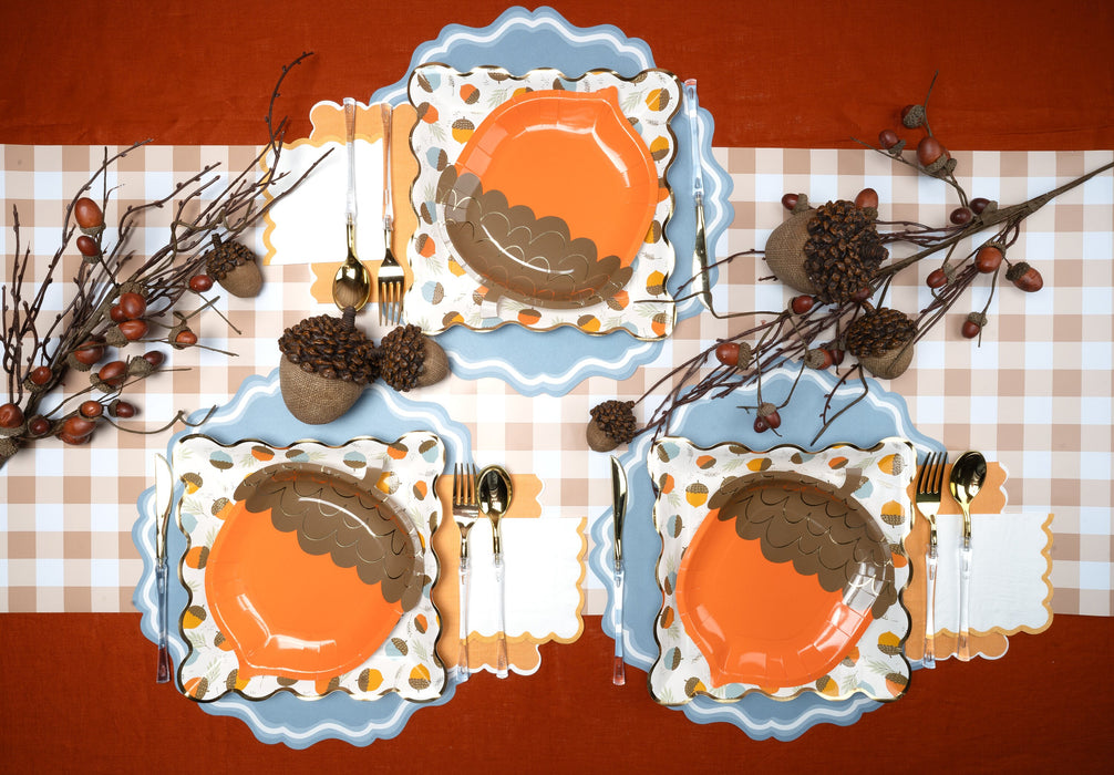 Brown Gingham Paper Table Runner