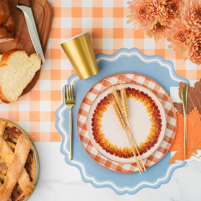 Brown Gingham Dinner Paper Plates