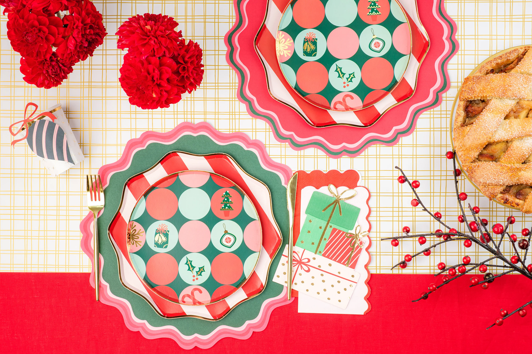 Holiday Stripes Dinner Paper Plates