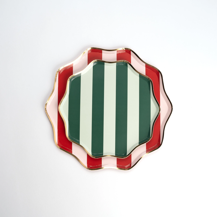 Holiday Stripes Dinner Paper Plates