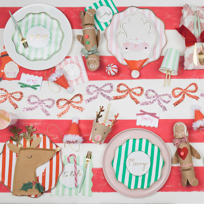 Christmas Striped Dinner Paper Plates