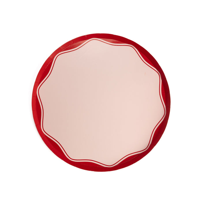 Red Color Block Dinner Paper Plates