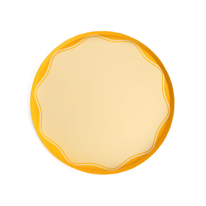 Yellow Color Block Dinner Paper Plates