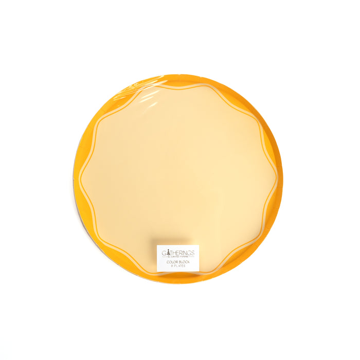 Yellow Color Block Dinner Paper Plates