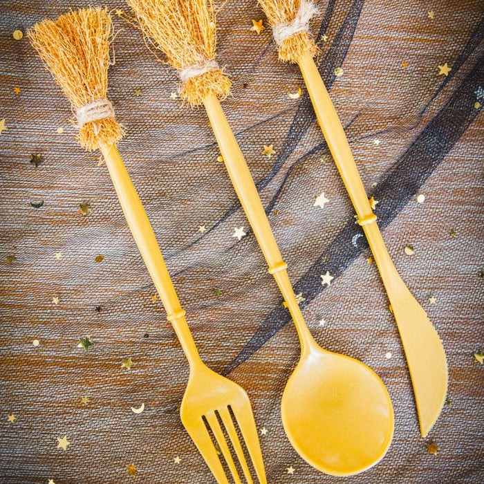 Witch Broomstick Plastic Cutlery