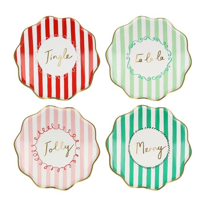 Christmas Striped Side Paper Plates