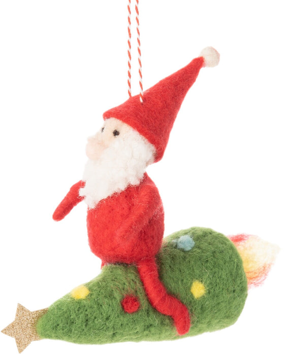 Felt Santa Riding Christmas Tree Ornament